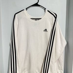 Adidas Classic White Crewneck with Black Accents